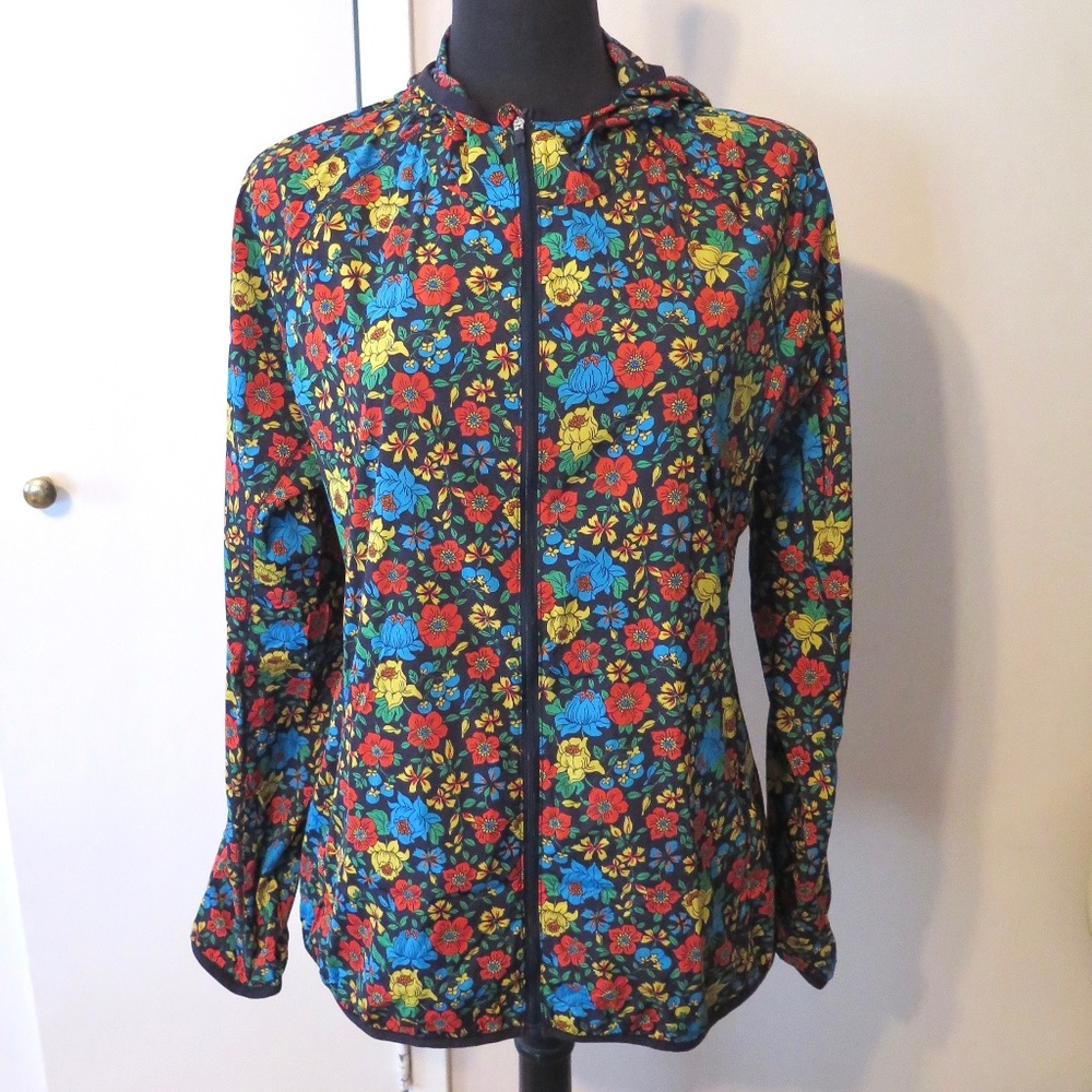 Tory Burch Tory Sport Floral Nylon Packable Full Zip Jacket Windbreaker